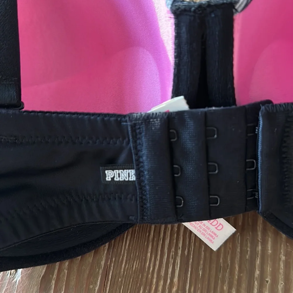 VS PINK bombshell bra gray/black padded 34DD new
